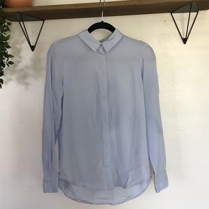 Baby Blue Chiffon Button Up Blouse- NWT